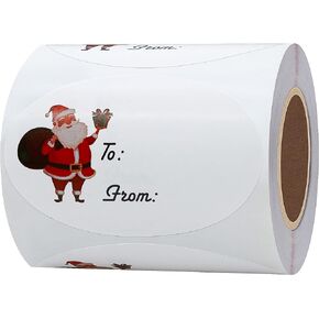 Hybsk 300pcs Christmas Tags Labels for Santa Claus Presents Gifts Decor Holiday to from Stickers 2 x 3 Inch Merry Christmas Labels (2x3 inch)