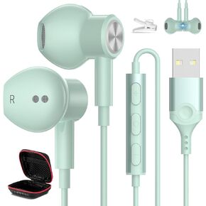 USB Headphone for PC Laptop Magnetic Wired Earbuds Computer Headset with Microphone Control Mute Mic Lightweight Noise Canceling in-Ear Corded Gaming Earphones for MacBook Pro Office Work School Zoom