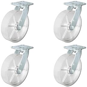 CasterHQ - 8" x 2" Steel Wheel Casters | Set of 4 Casters Swivel Casters | 1,250 lbs Per Caster - 5,000 lbs Capacity Per Set of 4 | Great for Tool Carts - Steel Gray Iron Wheels