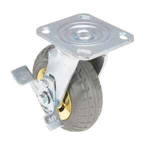 Vestil CST-VE-6X2FF-SWB Flat-Free Swivel with Brake Caster 6 in. Diameter x 2 in. Width 617 Lb. Capacity Dark Gray/Gold