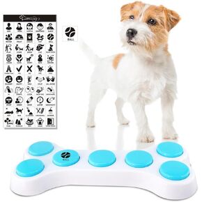 Dog Buttons for Communication, 7pcs Recordable Talking Buttons Set with Scene Stickers, Pet Training Buttons for Puppy Small Dogs & Cats Black Color (Battery Included)