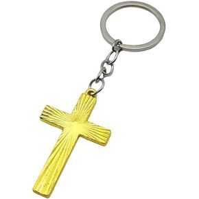 Fashionable 1 piece Stainless Steel Cross Keychain Pendant Keychain Blessing Keychain Car Keychain
