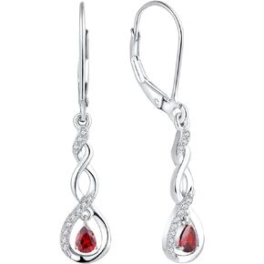YL Dangle Drop Earrings Sterling Silver Infinity Leverback Earrings Birthstones Twisted Jewelry