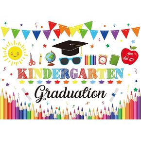 Allenjoy 82" x 59" Kindergarten Graduation Backdrop for Kids Photography Preschool School Prom Party Supplies Decoration Banner Class of 2024 Congrats Grad Congratulations Background Photo Booth Props