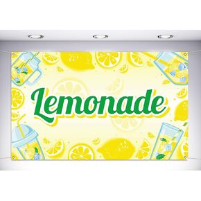 Vohado Lemonade Backdrop Lemonade Stand Decorations Summer Lemon Themed Birthday Bridal Shower Party Supplies Photography Background Wall Decor (5.9×3.6ft)