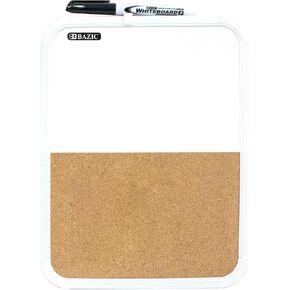 BAZIC Dry Erase Lap Board & Cork Bulletin & Marker, 8.5x11 Inch Whiteboards Cork Boards Small Portable for Home Office Teacher, 1-Pack