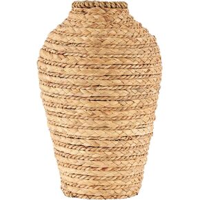 Deco 79 Seagrass Handmade Decorative Vase Braided Centerpiece Vase, Vase for Home Decoration 8" x 8" x 13", Brown