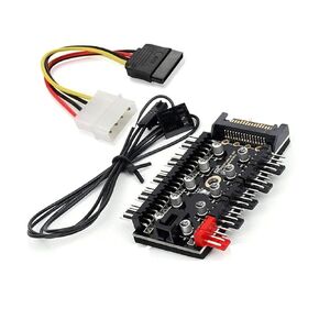 10 Port 4Pin PWM Cooling Fans HUB SATA 15pin/Molex LP4 2 in 1 Cooler Splitter Extension Adapter Fan Hub Splitter