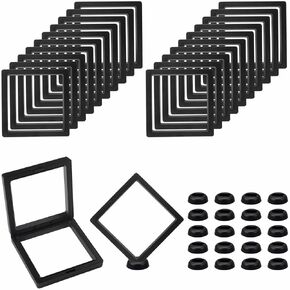 Black 3D Floating Frame , 4.3 x 4.3 x 0.8 inch Coin Display Case with Base , 3D Floating Jewelry Frame Display Holder Stands for Challenge Coins AA Medallions Specimen Jewelry (20 Pack) in Kuwait