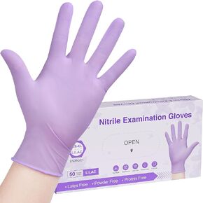 Disposable Nitrile Exam Gloves, 3-mil, Lilac Gloves Disposable Latex Free, Powder Free Gloves