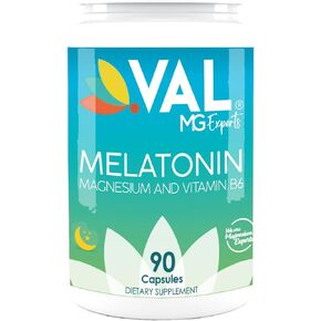 VAL Mg Experts Melatonin 3mg with B6 & Magnesium - 90-Day Supply for Optimal Sleep Support, Healthy circadian Rhythms, Cellular Defense - Antioxidant, Gluten-Free, Non-GMO.