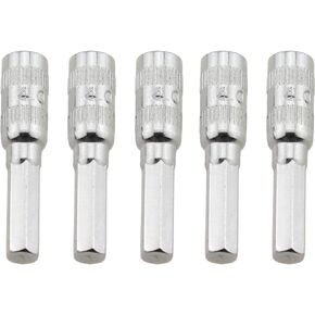 5PCS Micro Drill Bit Adaptor Manual Screwdriver Bit Sleeve 28MM/1.1Inch Silver Hexagonal Drill Bit Sleeve Suitable for 4MM Screwdriver Bit