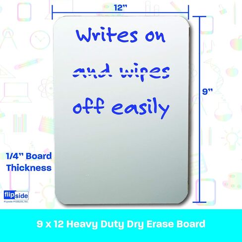 Flipside "9 x 12 1/4"" Heavy Duty Dry Erase Board Pack of 12", White (10070) in Saudi Arabia