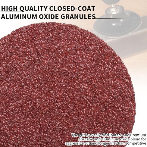 40 قطعة من قرص الصنفرة ذو القفل الدوار 3 بوصة 40/60/80/120 أقراص التغيير السريع، ملحقات حامل الوسادة 1/4 بوصة، لمسة نهائية لتكييف السطح وإزالة الصدأ in Kuwait