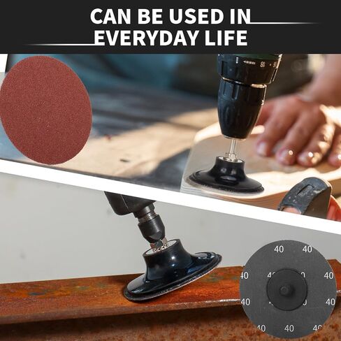40 قطعة من قرص الصنفرة ذو القفل الدوار 3 بوصة 40/60/80/120 أقراص التغيير السريع، ملحقات حامل الوسادة 1/4 بوصة، لمسة نهائية لتكييف السطح وإزالة الصدأ in Kuwait