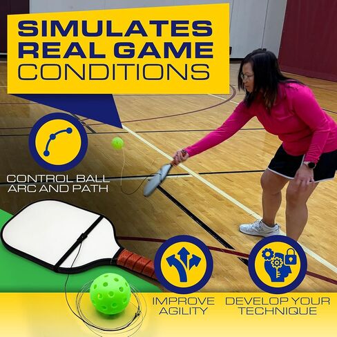 Pickleball DINKTRAINER - Use Trainer When No Match with Buddy, Balls are Green with Ball on String, Pickleballs Offer Practice rebounder Training That aids dinks, Practice Like a Pro in Saudi Arabia