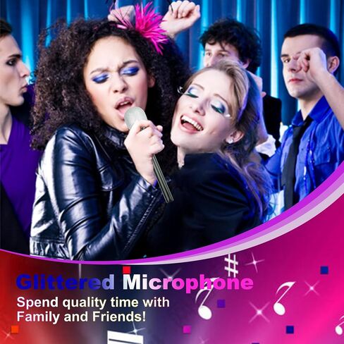 Glitter Fake Microphone Prop Plastic - 4 Pack Pretend Stage Microphone Costume Party Favor Silver Sparkly Toy Plastic Karaoke Play Microphone Cosplay Kids Bulk for Birthday Party Halloween Christmas in Saudi Arabia