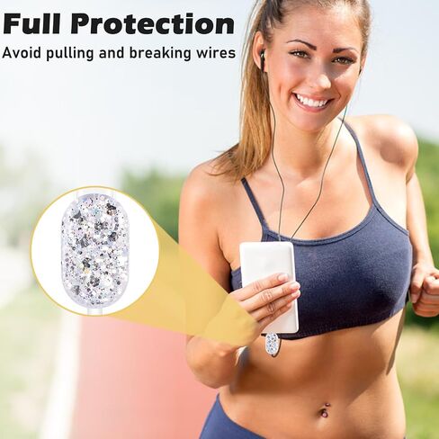 Glitter DIY Cable Protector Compatible for Apple iPhone Power Adapter with Mirror,Cute Bling Love Heart Design,Data Line USB Case Wire Cable Saver Phone Charger Protector for iPhone (Silver) in Kuwait