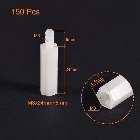 uxcell M3x7mm+6mm Male-Female Hex Nylon PCB Motherboard Spacer Standoff for FPV Drone Quadcopter, Computer & Circuit Board White 150pcs in Saudi Arabia
