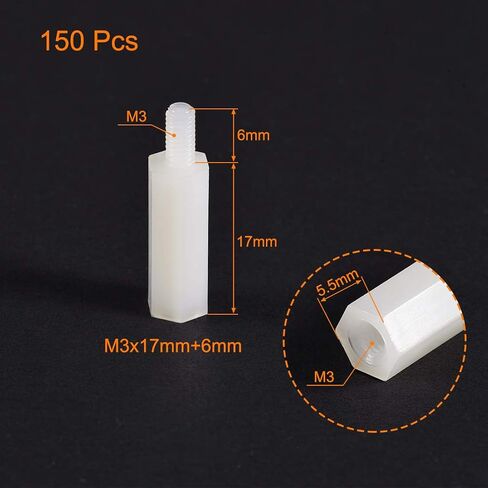 uxcell M3x7mm+6mm Male-Female Hex Nylon PCB Motherboard Spacer Standoff for FPV Drone Quadcopter, Computer & Circuit Board White 150pcs in Saudi Arabia