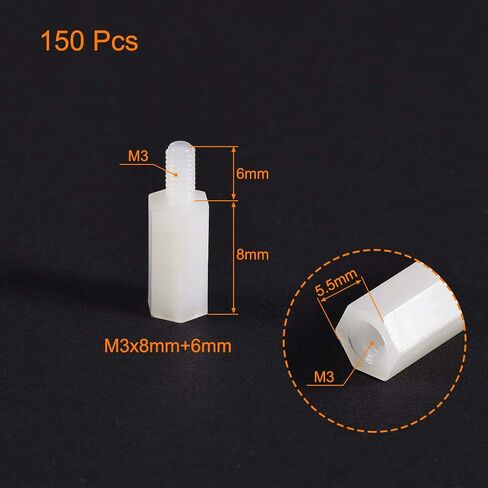 uxcell M3x7mm+6mm Male-Female Hex Nylon PCB Motherboard Spacer Standoff for FPV Drone Quadcopter, Computer & Circuit Board White 150pcs in Saudi Arabia