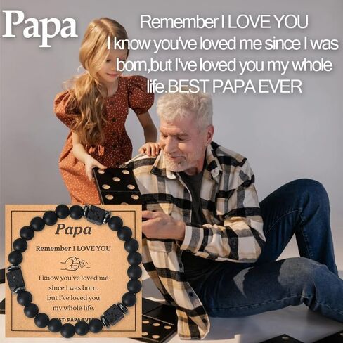 Dad Father's Day Birthday Gifts for Grandpa Godfather Bracelet for Men Uncle Papa Beaded Braceket for Dad in Kuwait