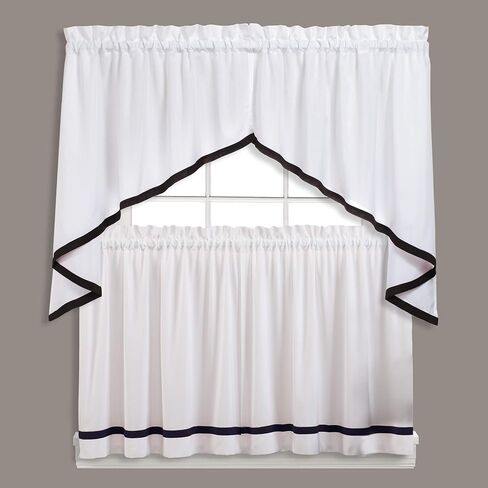 زوج SKL Home by Saturday Knight Ltd. Kate Swag Valance، أسود، 57 بوصة × 28 بوصة in Saudi Arabia