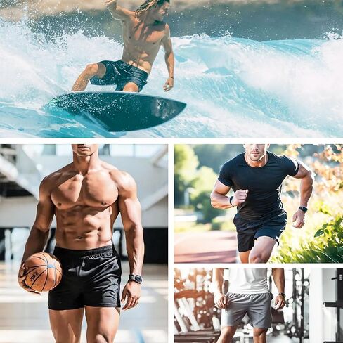 شورت رياضي رياضي 2 في 1 للرجال خفيف الوزن للجري لكرة السلة مع جيوب بسحاب وأشرطة عاكسة in Kuwait