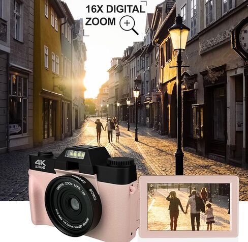 Acuvar 4K 56MP Digital Camera Kit for Photography, Vlogging Camera for YouTube with Flip Screen, WiFi, Wide Angle & Macro Lens, 64GB Micro SD Card, 50" Tripod, Case, Card Reader, Microphone, LED in Saudi Arabia