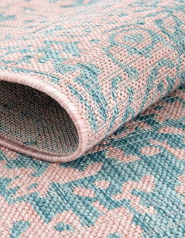 سجادة منطقة المجموعة الخارجية الفريدة من نوعها Loom Jill Zarin Jill Zarin - دبي (2' x 6' 1 بوصة، وردي وأكوا/أزرق فاتح) in Kuwait