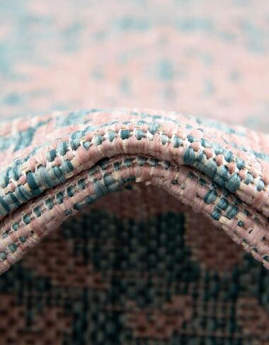 سجادة منطقة المجموعة الخارجية الفريدة من نوعها Loom Jill Zarin Jill Zarin - دبي (2' x 6' 1 بوصة، وردي وأكوا/أزرق فاتح) in Kuwait