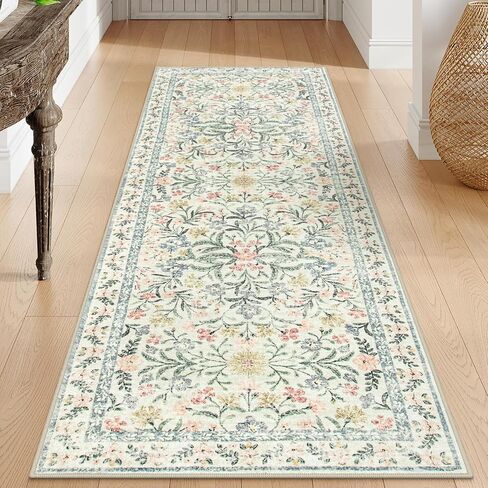 Lahome Blue 5x7 Area Rugs for Living Room, Boho Floral Washable Girls Bedroom Rug, Soft Retro Non-Slip Nursery Rugs for Kids Room Playroom Apartment, Baby Blue in Saudi Arabia