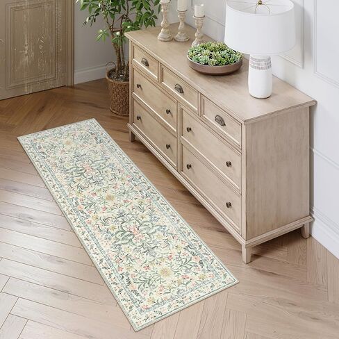 Lahome Blue 5x7 Area Rugs for Living Room, Boho Floral Washable Girls Bedroom Rug, Soft Retro Non-Slip Nursery Rugs for Kids Room Playroom Apartment, Baby Blue in Saudi Arabia