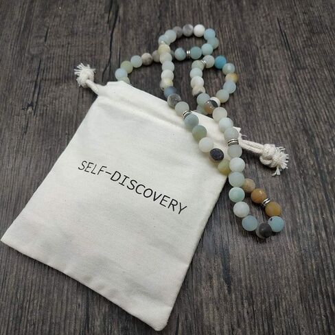 سوار اليوغا مالا 108 خرز طبيعي مع حلية اللوتس (أمزونيت) in Kuwait