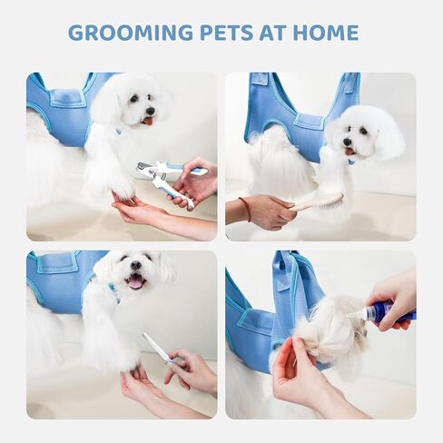Dog Grooming Hammock with Tension Rods, Pet Grooming Hammock with Pet Nail Clipper & Nail Trimmers, Cat Hanger Sling for Trimming Clipping Nails, Pet Grooming Sling Helper for Dogs & Cats (S) in Kuwait