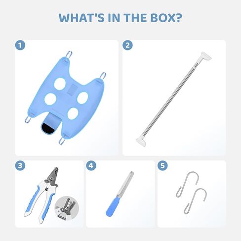 Dog Grooming Hammock with Tension Rods, Pet Grooming Hammock with Pet Nail Clipper & Nail Trimmers, Cat Hanger Sling for Trimming Clipping Nails, Pet Grooming Sling Helper for Dogs & Cats (S) in Kuwait