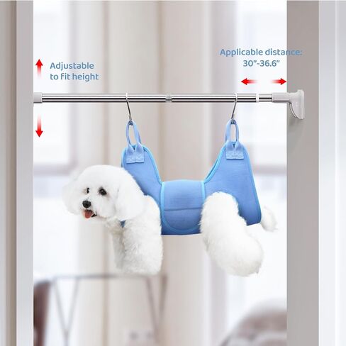 Dog Grooming Hammock with Tension Rods, Pet Grooming Hammock with Pet Nail Clipper & Nail Trimmers, Cat Hanger Sling for Trimming Clipping Nails, Pet Grooming Sling Helper for Dogs & Cats (S) in Kuwait