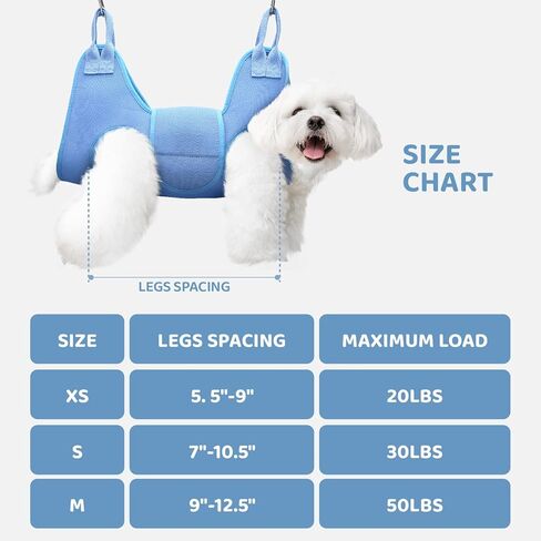 Dog Grooming Hammock with Tension Rods, Pet Grooming Hammock with Pet Nail Clipper & Nail Trimmers, Cat Hanger Sling for Trimming Clipping Nails, Pet Grooming Sling Helper for Dogs & Cats (S) in Kuwait