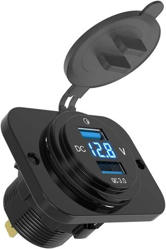 MICTUNING مقبس شاحن USB مزدوج 2.1A & 2.1A مخرج طاقة مع الفولتميتر الرقمي ضوء LED أزرق 12-24 فولت لسيارة قارب البحرية المتنقلة in Saudi Arabia
