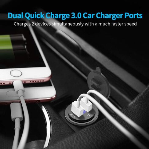 MICTUNING مقبس شاحن USB مزدوج 2.1A & 2.1A مخرج طاقة مع الفولتميتر الرقمي ضوء LED أزرق 12-24 فولت لسيارة قارب البحرية المتنقلة in Saudi Arabia