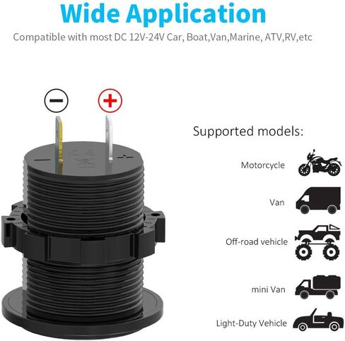MICTUNING مقبس شاحن USB مزدوج 2.1A & 2.1A مخرج طاقة مع الفولتميتر الرقمي ضوء LED أزرق 12-24 فولت لسيارة قارب البحرية المتنقلة in Saudi Arabia