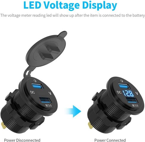 MICTUNING مقبس شاحن USB مزدوج 2.1A & 2.1A مخرج طاقة مع الفولتميتر الرقمي ضوء LED أزرق 12-24 فولت لسيارة قارب البحرية المتنقلة in Saudi Arabia