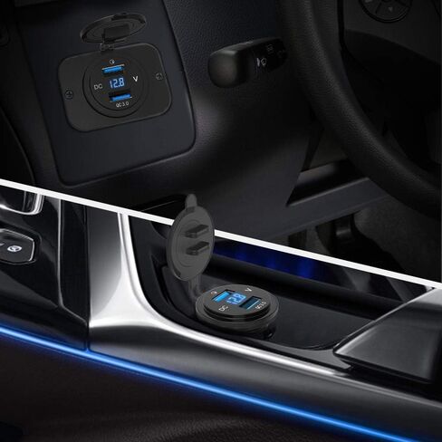 MICTUNING مقبس شاحن USB مزدوج 2.1A & 2.1A مخرج طاقة مع الفولتميتر الرقمي ضوء LED أزرق 12-24 فولت لسيارة قارب البحرية المتنقلة in Saudi Arabia