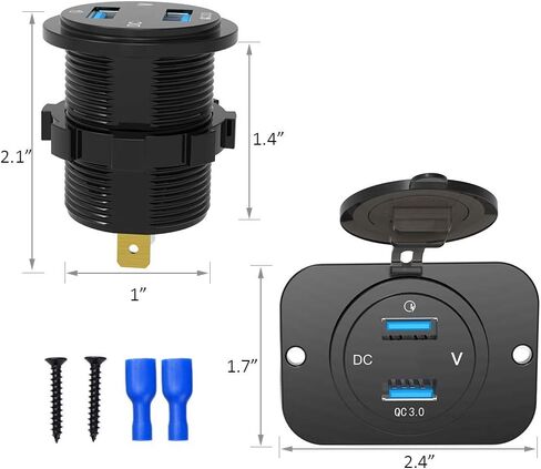 MICTUNING مقبس شاحن USB مزدوج 2.1A & 2.1A مخرج طاقة مع الفولتميتر الرقمي ضوء LED أزرق 12-24 فولت لسيارة قارب البحرية المتنقلة in Saudi Arabia
