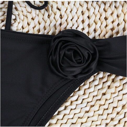 Floerns Women's Appliques Rose Underwired Knotted String Bra Bikini Set Thong Swimsuits in Saudi Arabia