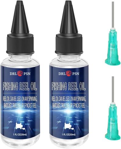 Fishing Reel Oil with Extra Long 1 Inch Needle Oiler, Universal Clear Lubricant Oil for Freshwater & Saltwater Fishing Reels, Essential for Any Fishing Reel Maintenance Kit(1 oz)(2 Pack) in Saudi Arabia