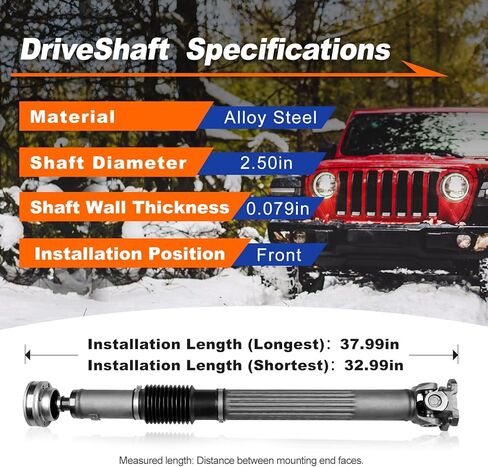 مجموعة عمود القيادة الأمامية الكاملة من DriveXpert تناسب 2007-2011 Jeep Wrangler JK V6 3.8L استبدال # 52753319AC، 52853317AC in Kuwait