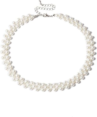 Set Multi Size Pearl Chain Link Adjustable Pendant Choker Necklace Stacking for Women Girl Jewelry Dainty Minimalist Bohemian Simple Layered Gifts in Saudi Arabia