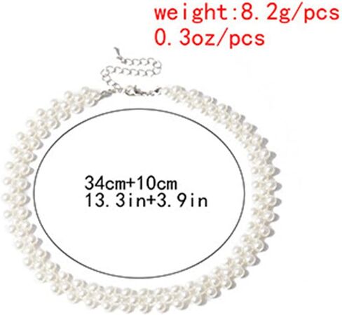 Set Multi Size Pearl Chain Link Adjustable Pendant Choker Necklace Stacking for Women Girl Jewelry Dainty Minimalist Bohemian Simple Layered Gifts in Saudi Arabia