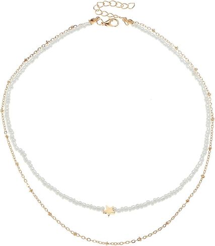 Set Multi Size Pearl Chain Link Adjustable Pendant Choker Necklace Stacking for Women Girl Jewelry Dainty Minimalist Bohemian Simple Layered Gifts in Saudi Arabia